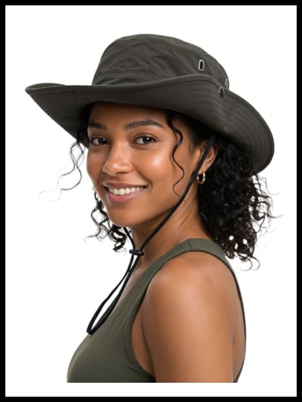 Wide Brim Sun Hat Foldable Waterproof Breathable Adjustable Chin Strap
